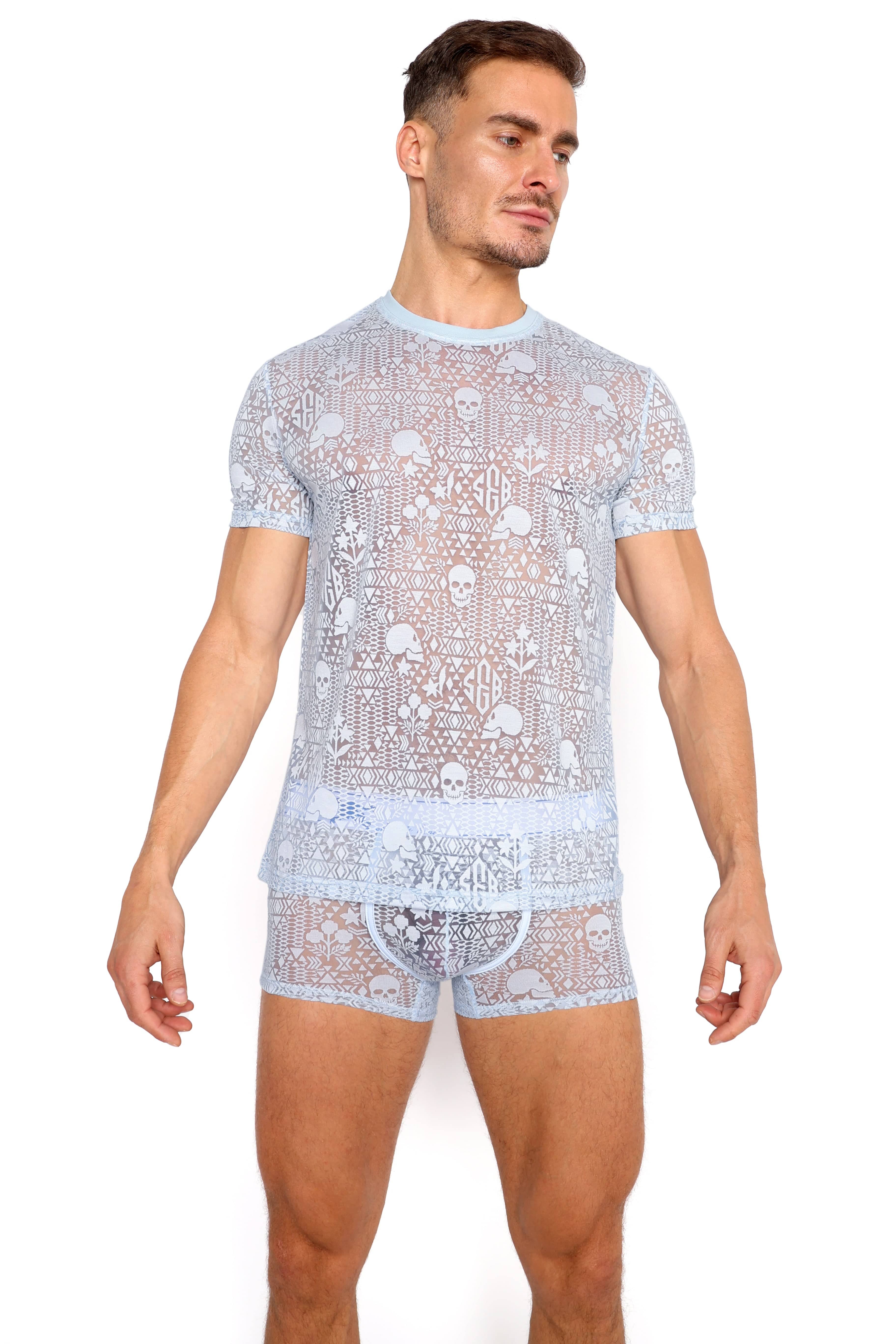 Skull & Bones Burnout Tee Blue - Image 5