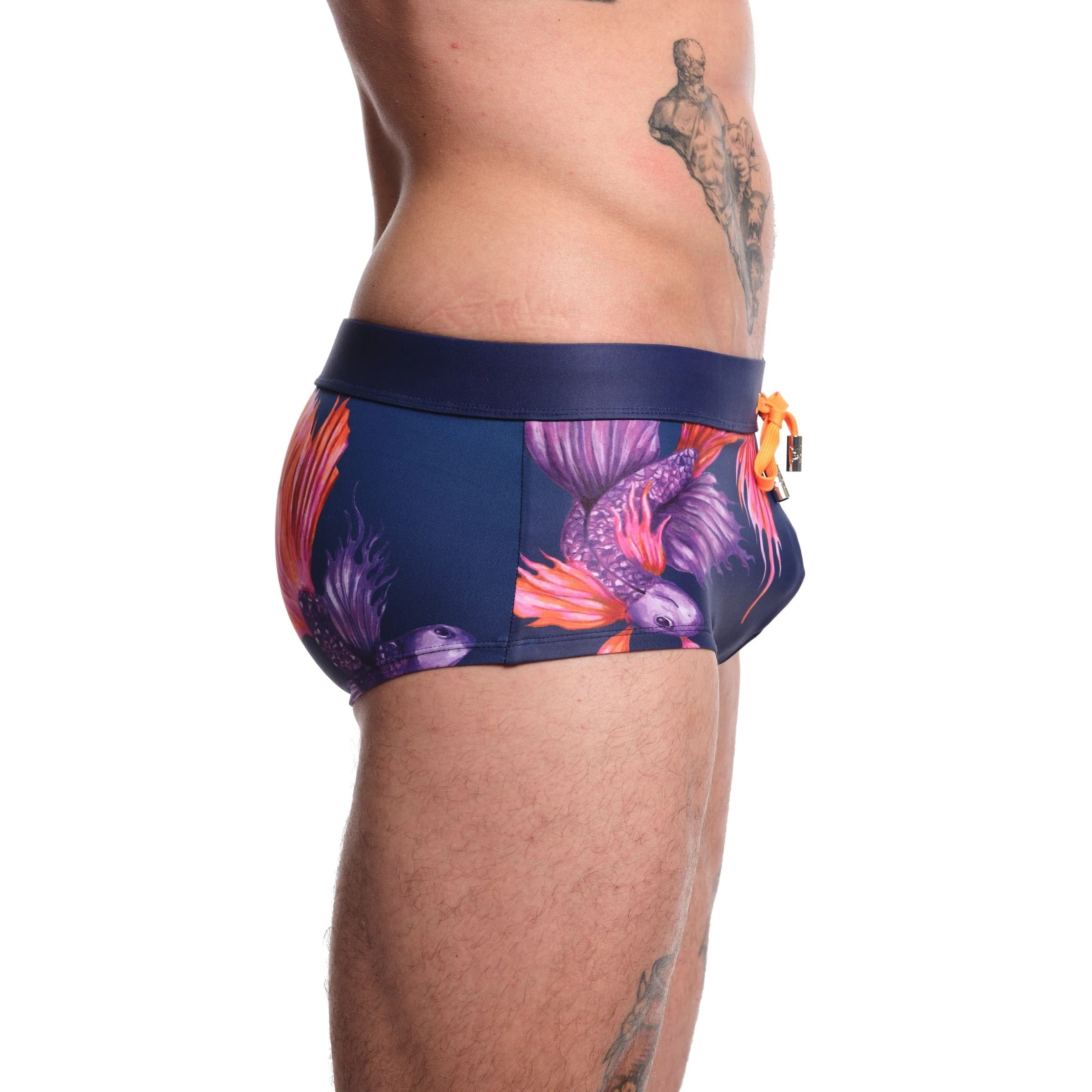 Fighting Fish Navy Swim Trunk - Image 3